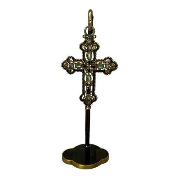 Olivia Riegel Designer Enamel Cross with Swarovski Crystals, Stand included. - Picture 1 of 4